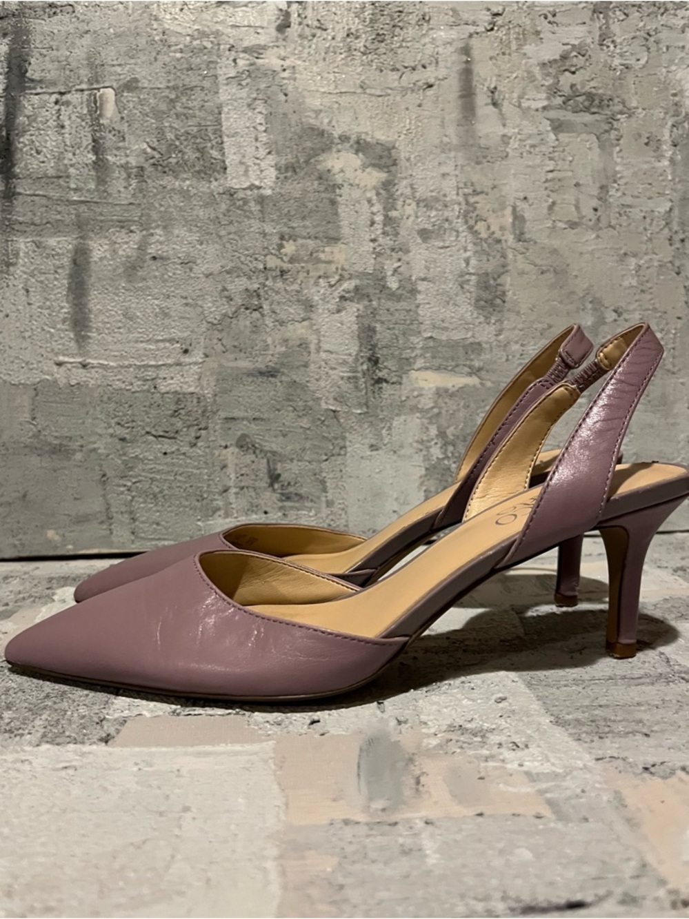 Franco Sarto Purple Leather Slingback Kitten Heels